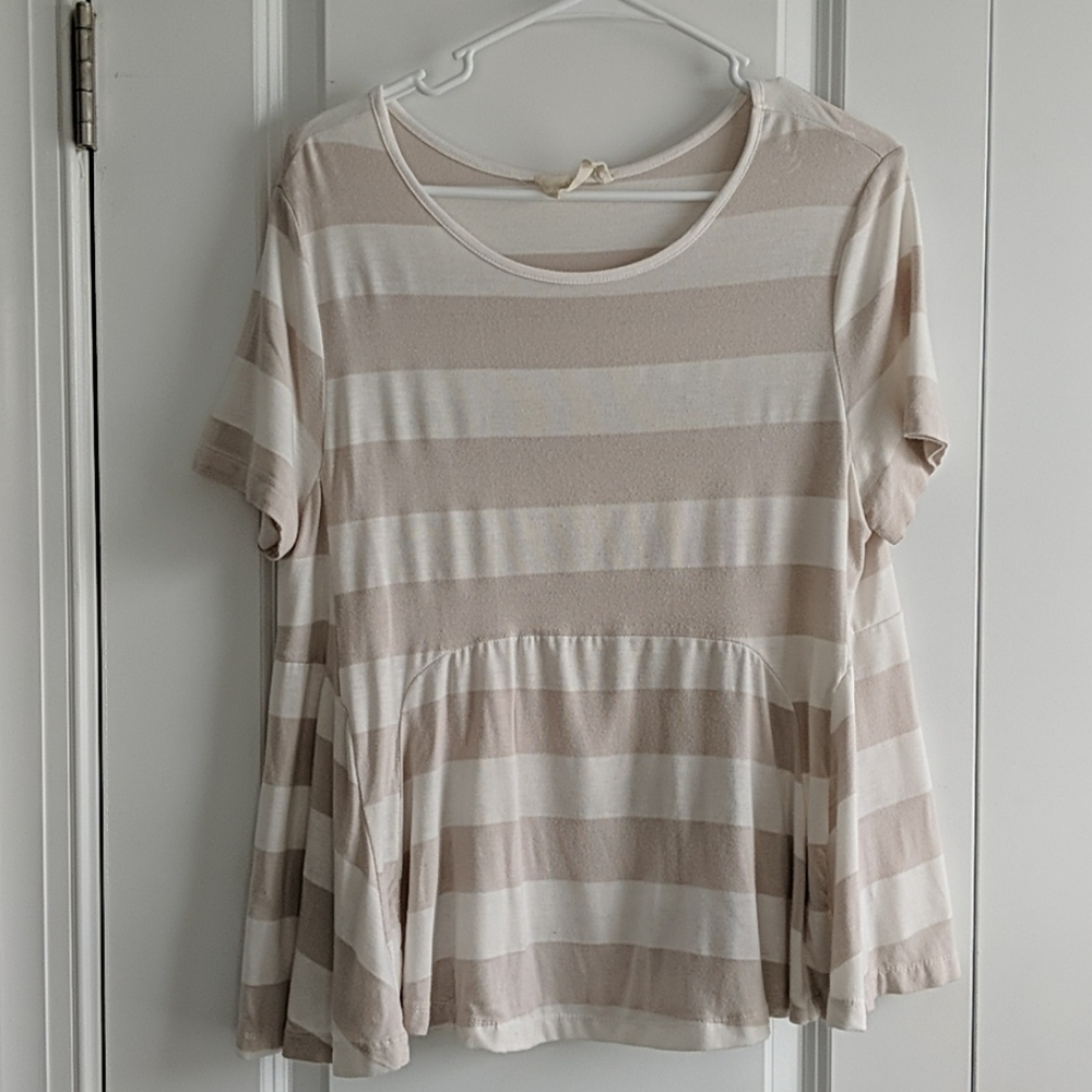 Anthropologie Everleigh Striped Peplum Knit Top